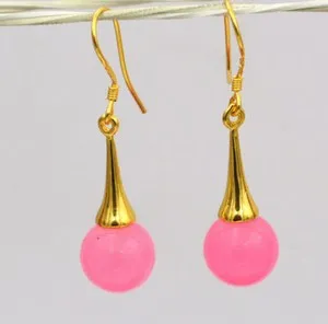 Authentic Ethereal Jade Dangle Earrings - Pink Rose Enchantment