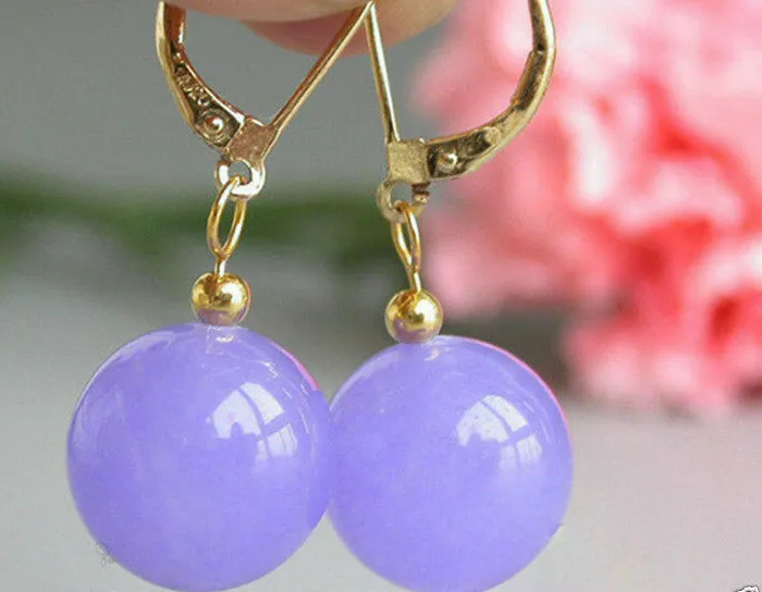 Authentic Ethereal Whispers: Natural Lavender Jadeite and Gold-Plated Dangle Earrings