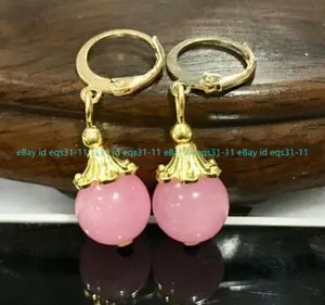 Authentic Radiant Harmony Pink Jade Sacred Sphere Dangle Earrings