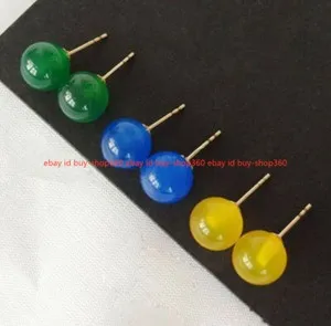 Authentic Trio of Elemental Jade: Gold-Plated Spirit Studs
