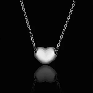 Authentic 18K White Gold Plated Necklace Pendant Heart 20 Inches 1MM Lobster B82