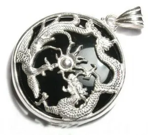 Authentic Lucky Elegant18K Gold Plated Jade Dragon Pendant Necklace Women/Men Jewelry