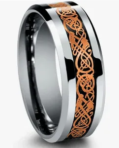 Authentic Eternal Guardian Dragon Knot Tungsten Band - Rose Gold Sovereign Protection Talisman