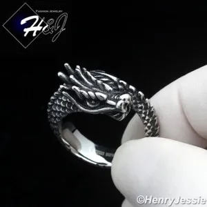 Authentic BIKER MEN Stainless Steel Black/Silver/Gold Plated 3D Dragon Shape Ring*R149