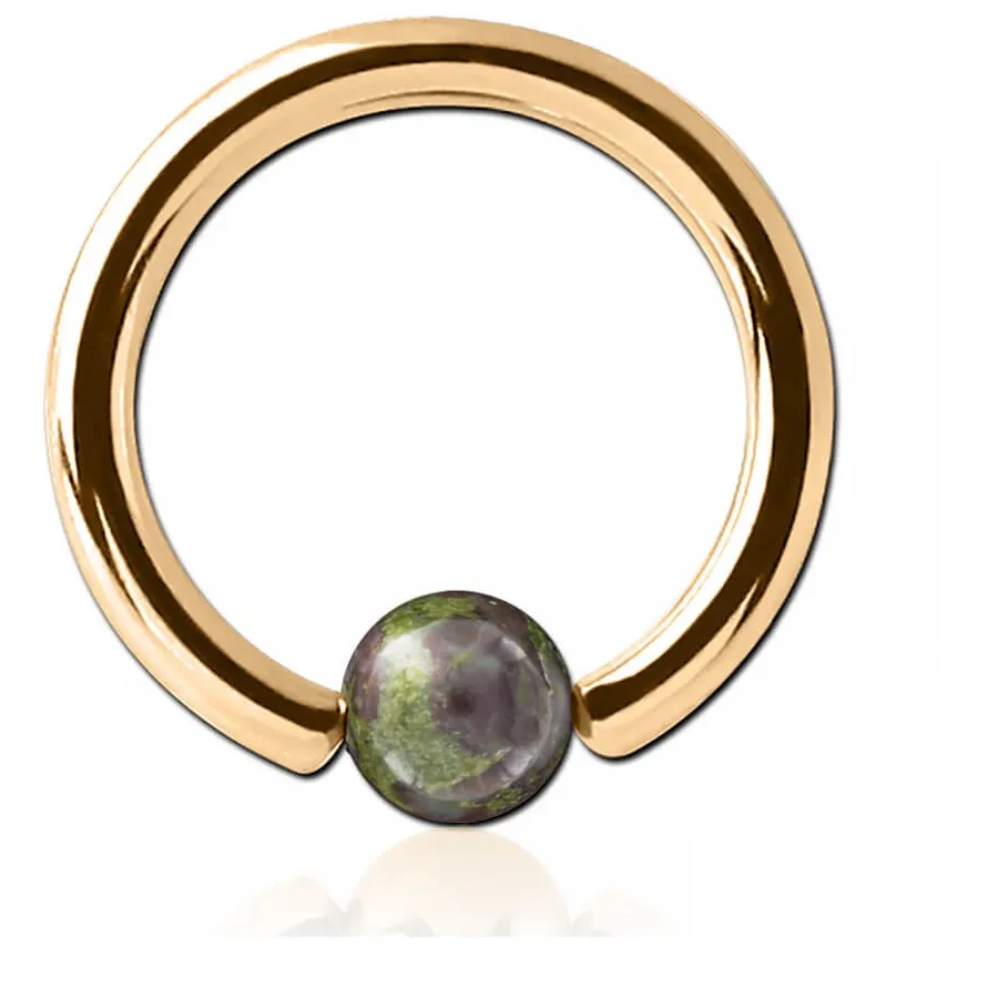Authentic 18k Gold Plated Ring with Dragon Blood Stone Ball