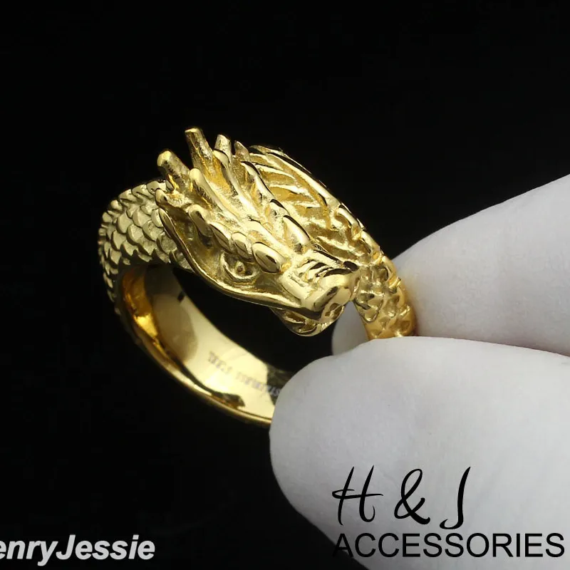 Authentic Dragon's Fury: Gold Plated 3D Dragon Ring for Courage and Strength