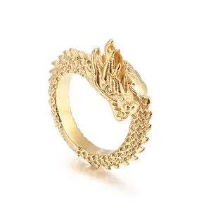 Authentic Gold Plated Celtic Dragon Wedding Ring Stainless Steel Retro Tribal Dragon Ring