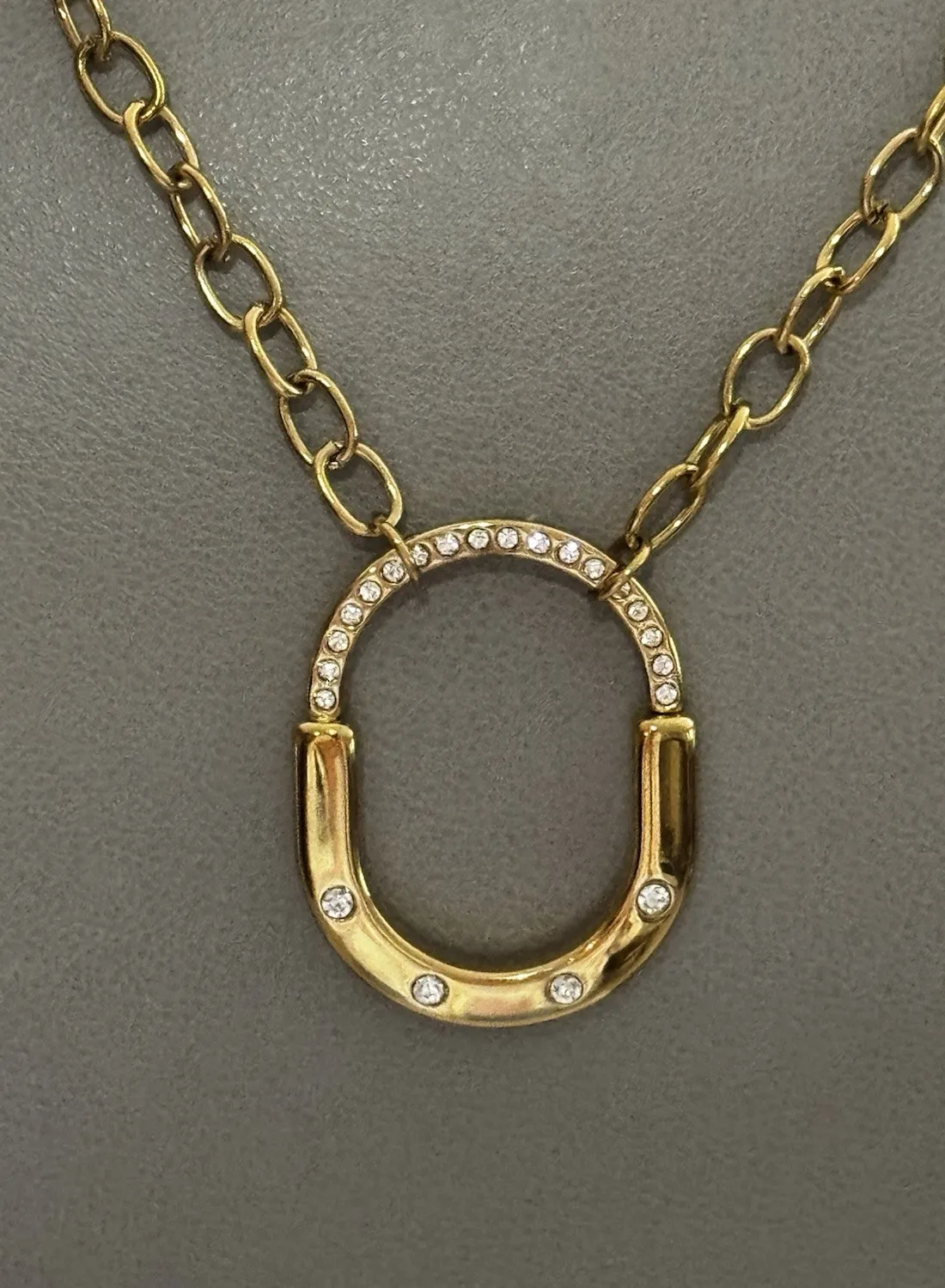 Authentic Lock Pendant Necklace and Earrings Gold Plated