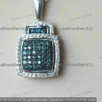 Authentic 0.50 CT Simulated Diamond Lock Shape Pendant Necklace 14K White Gold Plated