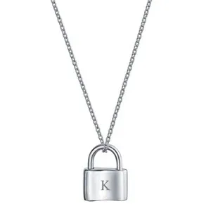 Authentic Functional Lock Pendant Necklace In 925 Sterling Silver, Engravable Necklace