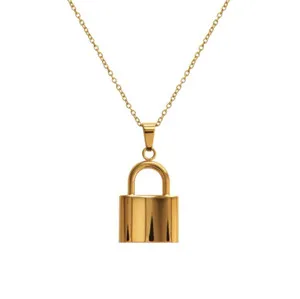 Authentic Seal of Protection - 18K Gold Plated Padlock Necklace for Safeguarding Your Heart