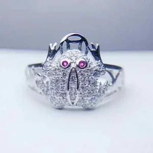 Authentic 1.70Ct Round Moissanite Frog Style Engagement Wedding Ring 14K White Gold Plated