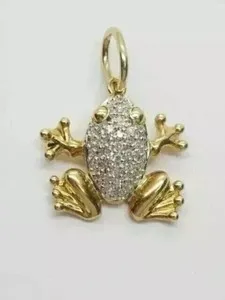 Authentic 2 Ct Round Cut Simulated Diamond Women's Frog Pendant 14k Yellow Gold Plated