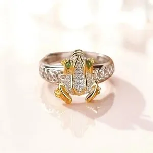 Authentic Real Moissanite 1.40Ct Round Cut Frog Engagement Ring 14K Two Tone Gold Plated