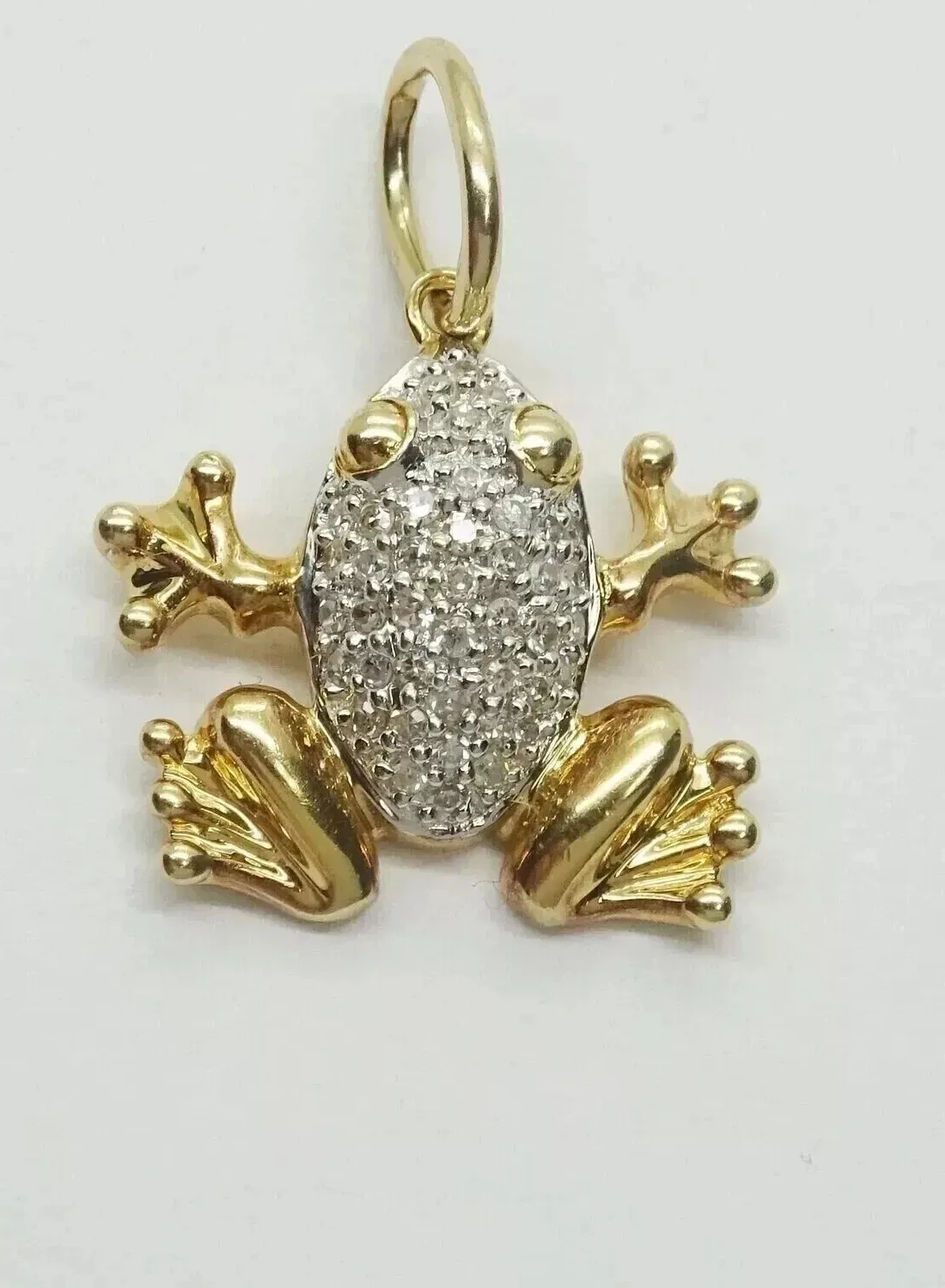 Authentic Frog Beauty Pendant 2Ct Round Cut Real moisssanite 14K Two-Tone Gold Plated