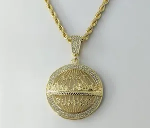 Authentic Last Supper Jesus Gold Plated 5mm Chain Necklace Oro Ultima Cena Dije Cadena