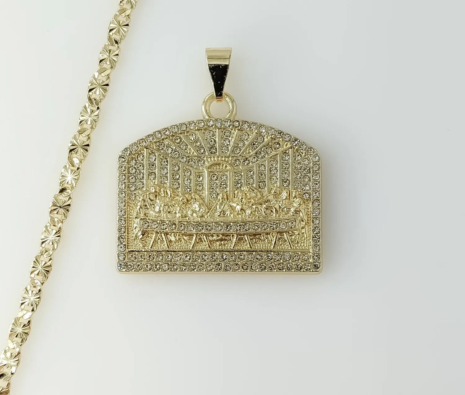 Authentic The Sacred Table: Golden Last Supper Pendant and Chain
