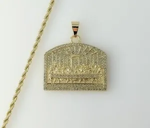 Authentic Last Supper Jesus Gold Plated 3mm Chain Necklace Oro Ultima Cena Dije Cadena