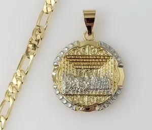 Authentic Last Supper Jesus Gold Plated 5mm Chain Necklace Oro Ultima Cena Dije Cadena