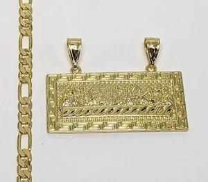 Authentic Last Supper Jesus Gold Plated 5mm Chain Necklace Oro Ultima Cena Dije Cadena