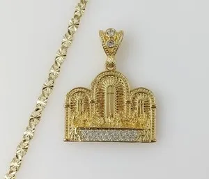 Authentic Last Supper Jesus Gold Plated 4mm Chain Necklace Oro Ultima Cena Dije Cadena
