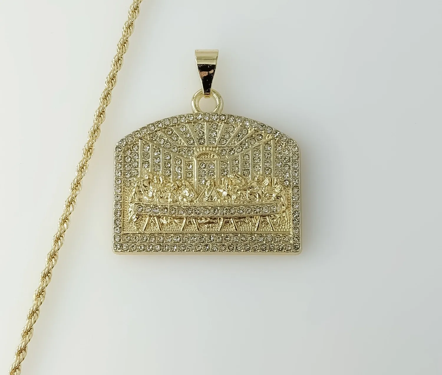 Authentic Sacred Communion: The Last Supper Gold-Plated Pendant and Chain