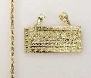 Authentic Last Supper Jesus Gold Plated 3mm Chain Necklace Oro Ultima Cena Dije Cadena
