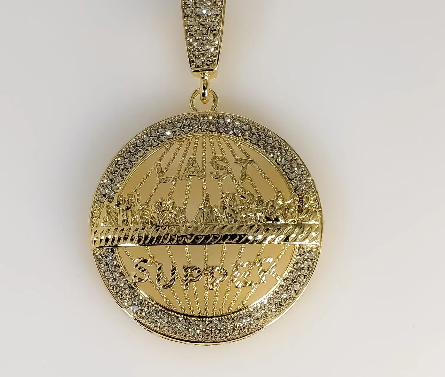 Authentic The Last Supper Jesus Gold Plated Pendant Charm Fashion Oro La Ultima Cena Dije