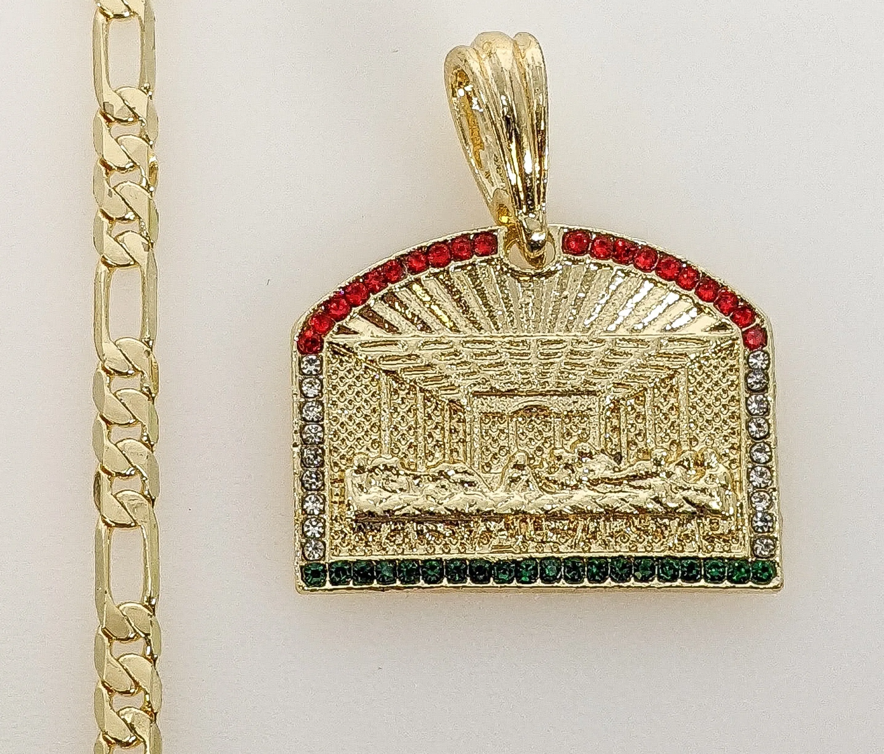 Authentic Gold Plated Last Supper 4mm Chain Necklace Jesus Oro Ultima Cena Dije Cadena