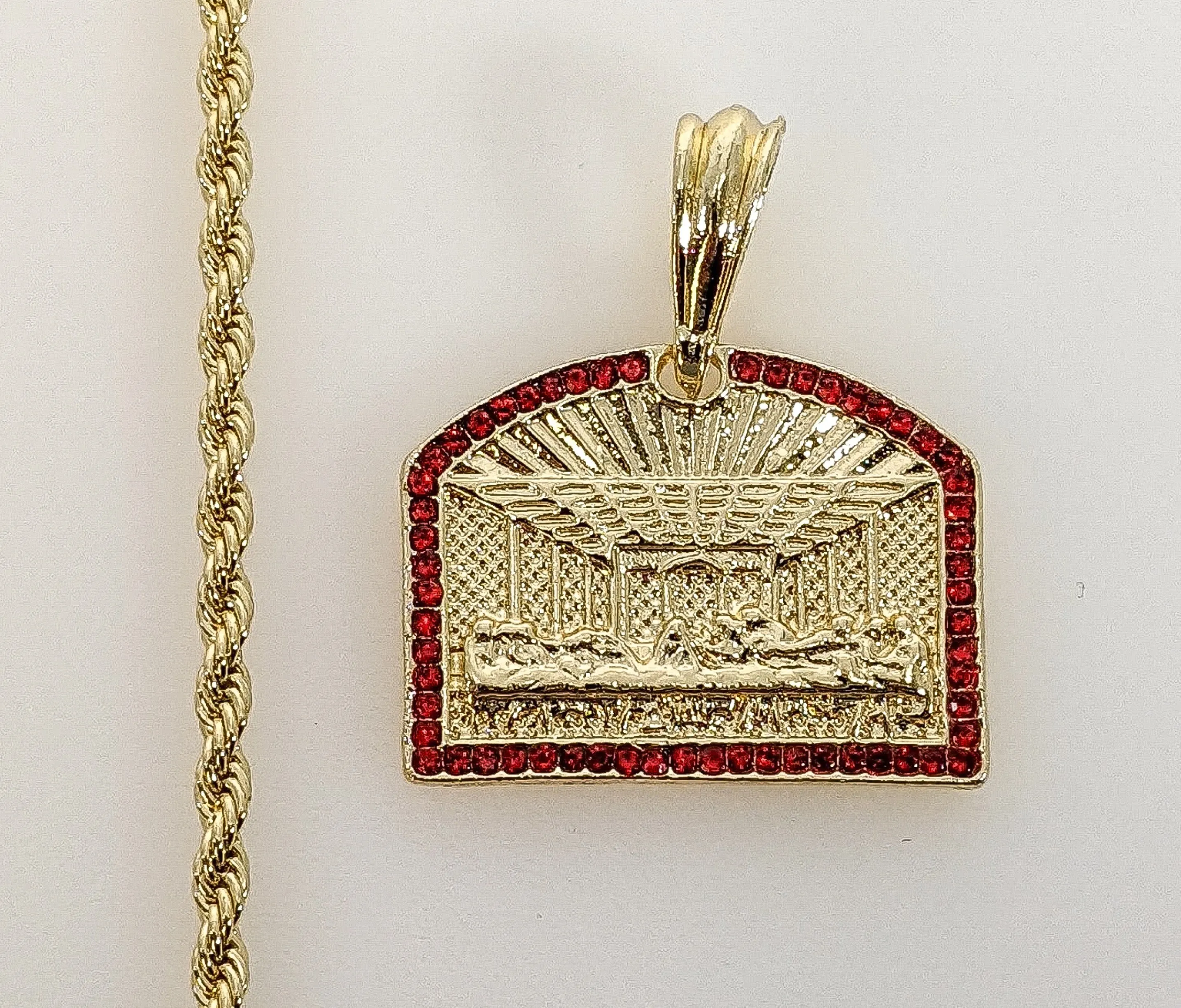 Authentic Aura of the Sacred Feast Gold-Plated Last Supper Necklace