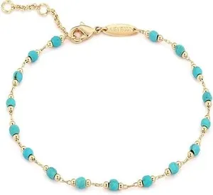 Authentic Turquoise Guardianship: 14K Gold Plated Handmade Dainty Bracelet