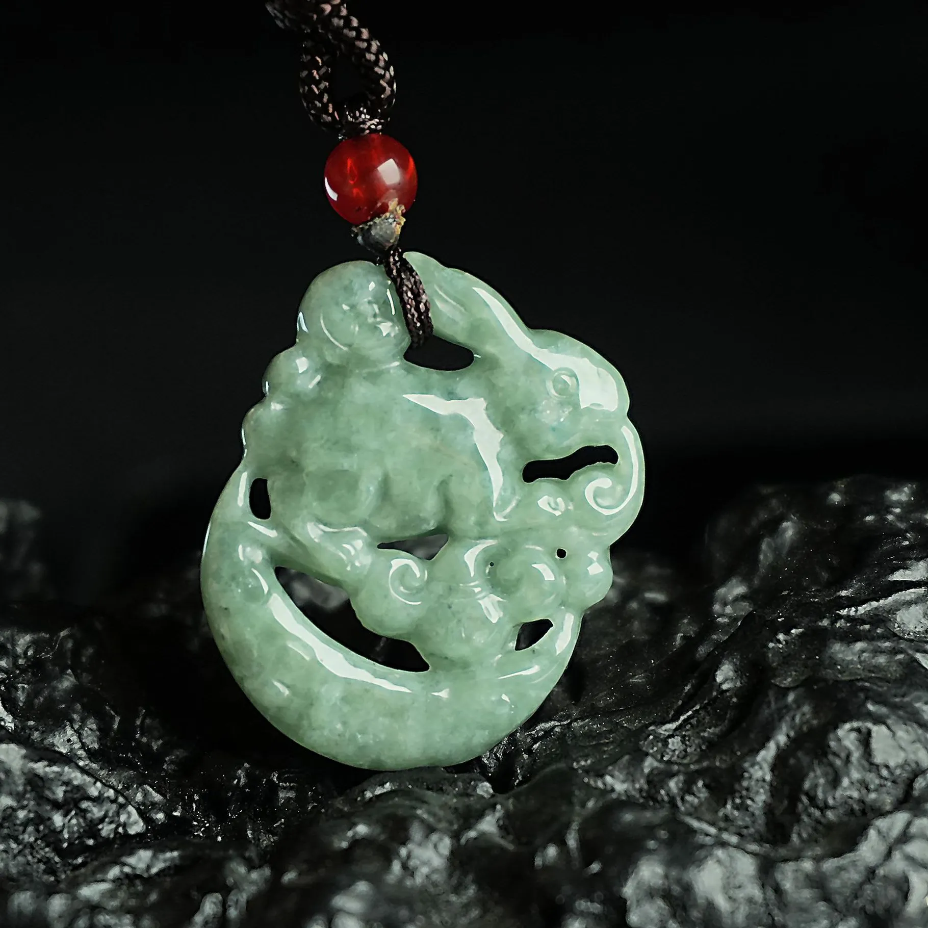 Authentic Zodiac Rabbit Pendant Ice Jade Rabbit Jade for Men and Women