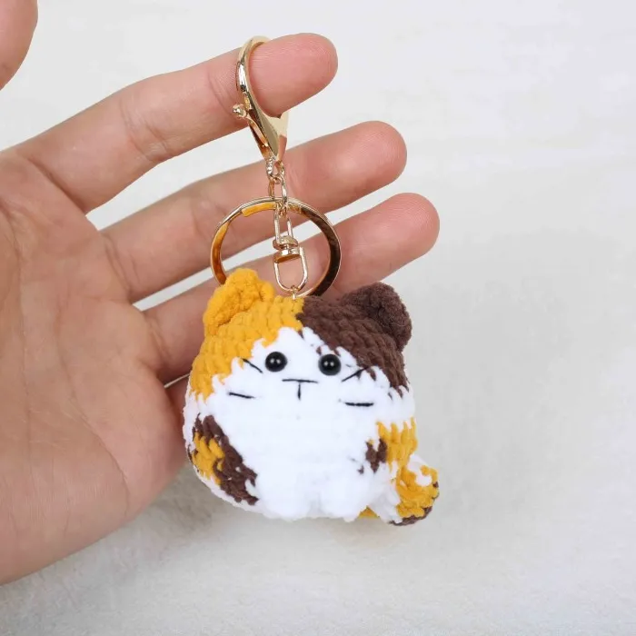 Authentic Handmaking Crochet Kitten Keychain Cute Cat Crochet Keychain Wholesale Knitted Animal Doll Keyrings Pendant Custom Accessories