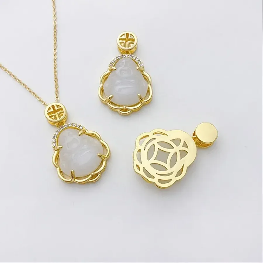 Authentic 18K Gold Wrapped Zircon, Jade Rabbit Lucky Bag, Love Pendant, Handmade DIY String Bracelet, Necklace, Jewelry Accessories L458
