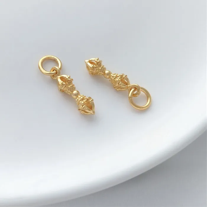 Authentic Alluvial Gold Magic Pestle Rabbit Small Fish Leaves Lily Of The Valley Pendant DIY Bracelet Necklace Jewelry Pendant