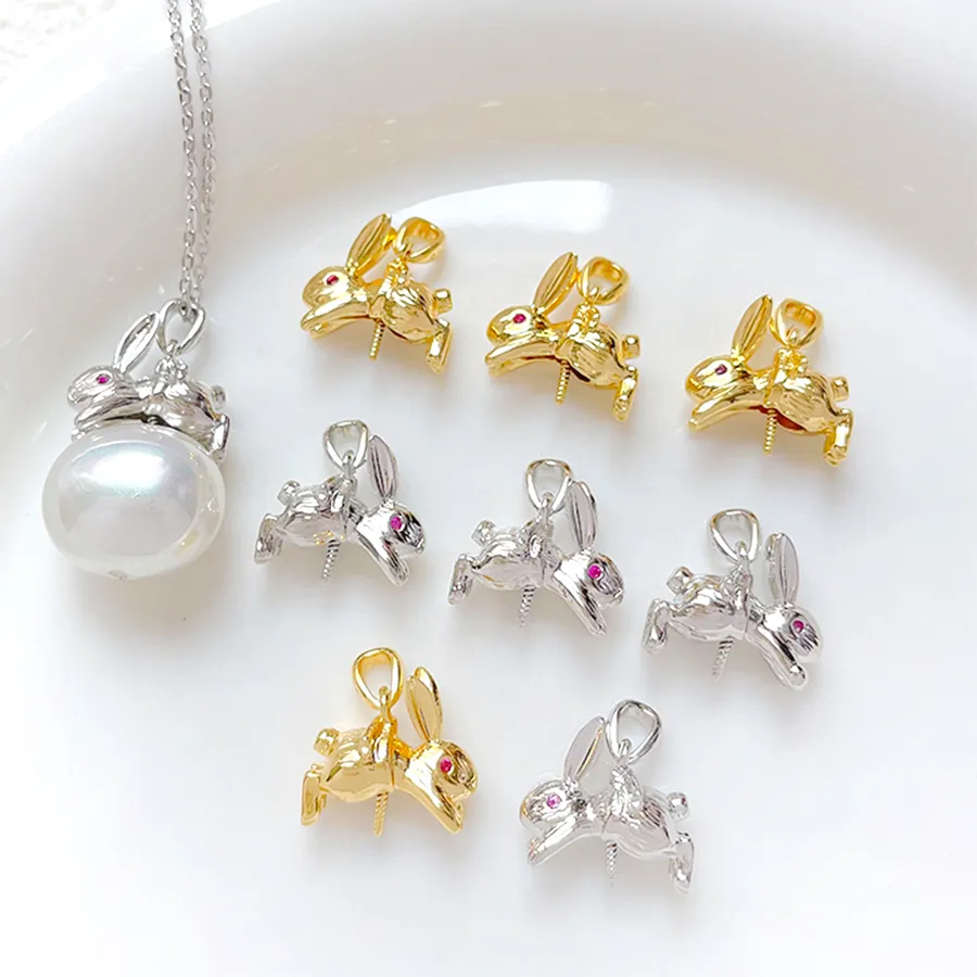 Authentic 3 Pieces Copper Plated with Genuine Gold Rabbit 3D Pin Pendant DIY Jewelry Making Necklace Bracelet Accessories Materials