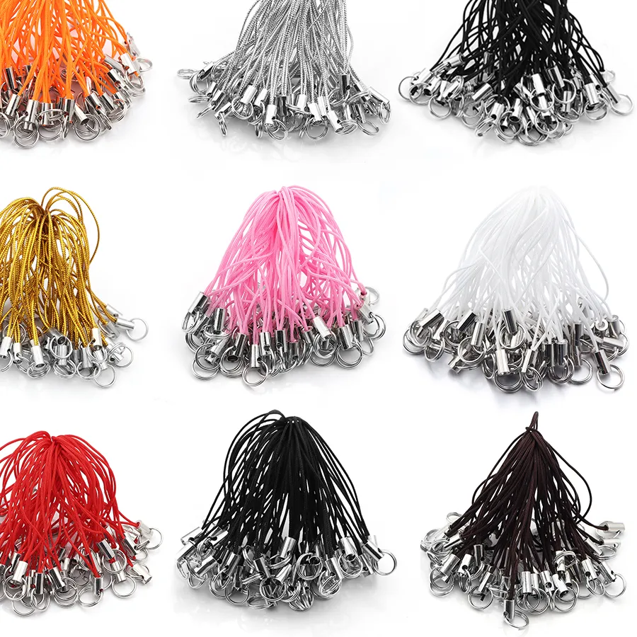 Authentic 50/100pcs/Lot Lanyard Lariat Strap Cords Clasp Rope Keychains Hooks Mobile Set Charms Keyring Bag Accessories Key Ring