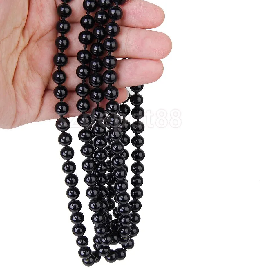 Authentic Black Cool Necklace Black Faux Pearl Long Sweater Chain Necklace