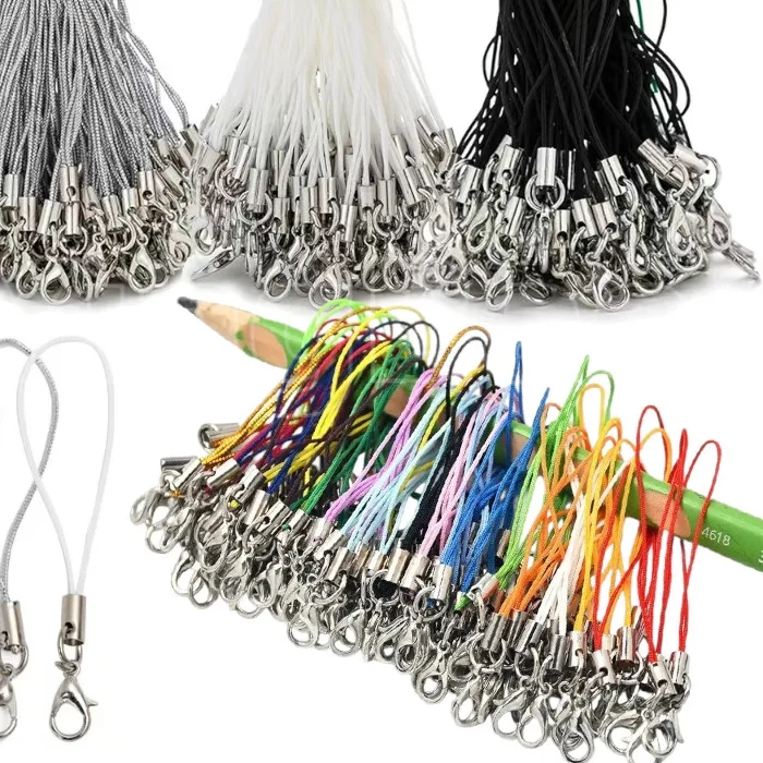 Authentic 20/50/100Pcs Lanyard Lariat Strap Cords Lobster Clasp Rope Keychain Hooks Mobile Set Charms Keyring Pendant Key Ring Accessories
