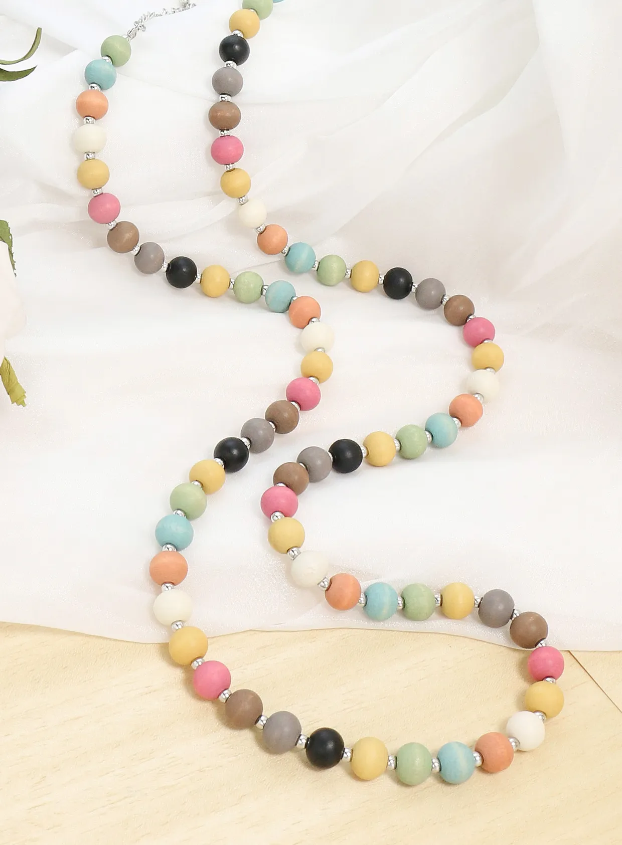 Authentic Bohemian Vintage Colorful Long Necklace Women's Versatile Vital Colorful Bead String Long Necklace