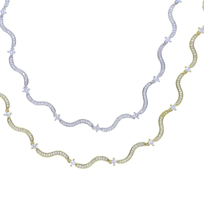 Authentic Celestial Wave Talisman- Sacred Gold- Plated Crystal Choker Of Flow And Protection