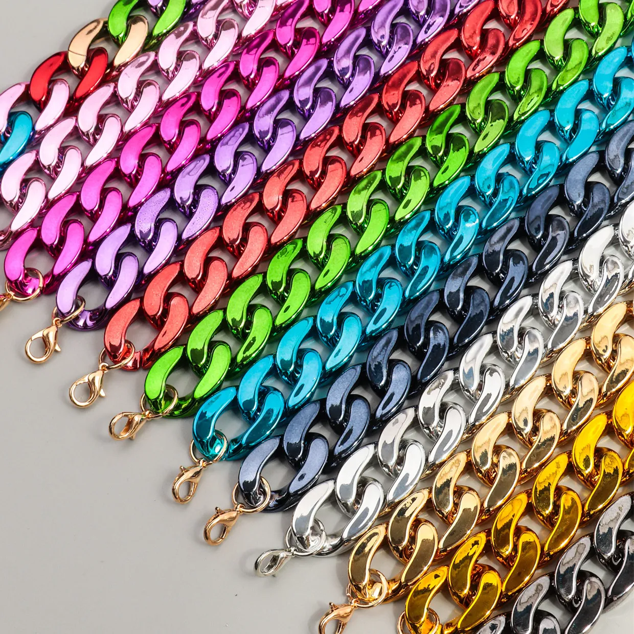 Authentic New Metallic Color Acrylic Chain Choker Necklaces for Women Unisex Vintage Statement Link Collar Necklace Pendant Y2K Jewelry