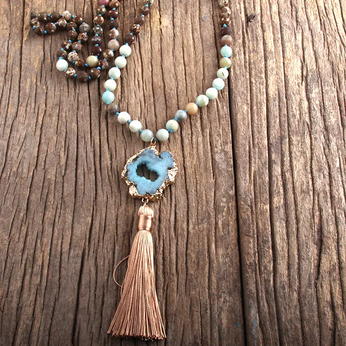 Authentic Celestial Druzy Lariat - Alchemical Tassel of Bohemian Radiance