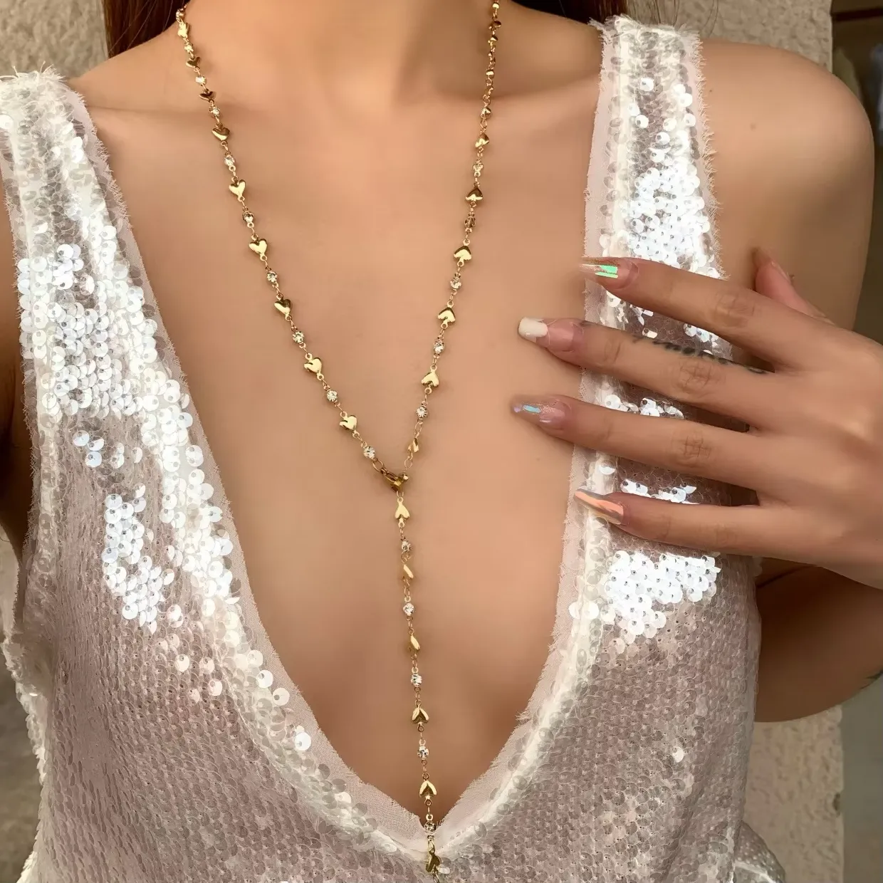 Authentic The Sunlit Horizon Y-Shaped Meridian Collarbone Chain