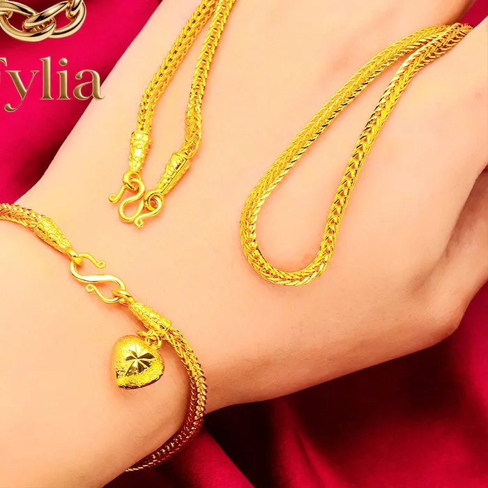 Authentic Fylia Jewelry   24K Gold 3mm Fox Necklace & Bracelet Set | AU999 Pure Gold, slender fox silhouette, 3mm delicate size, lively fo