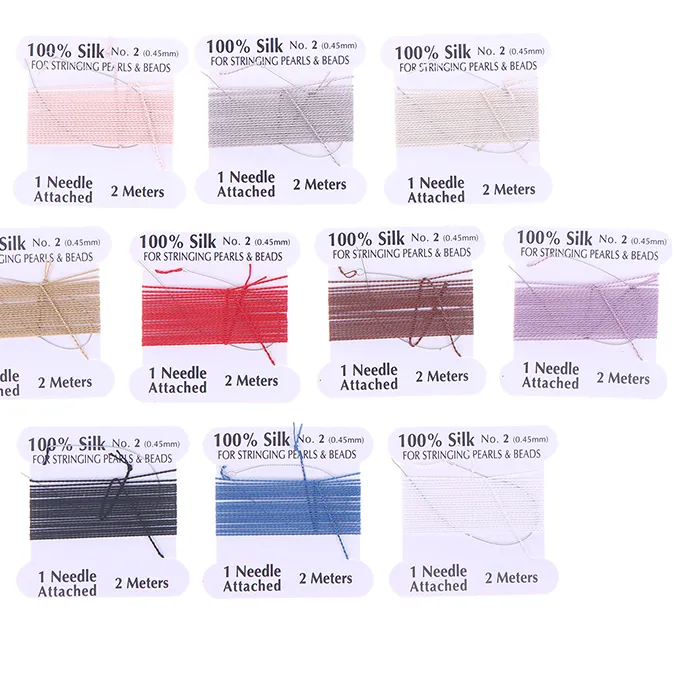 Authentic 200cm 0.45mm Handmade Natural Silk Cord Rope With Beaded Silk Thread Needle End Silk For DIY Jewelry Making