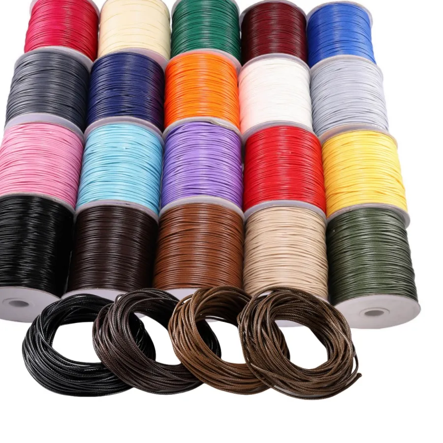 Authentic 10M/Lot 0.5-2.5mm Leather Line Waxed Cord Cotton Thread String Strap Necklace Rope Bead Bracelet for DIY Jewelry Making Supplies