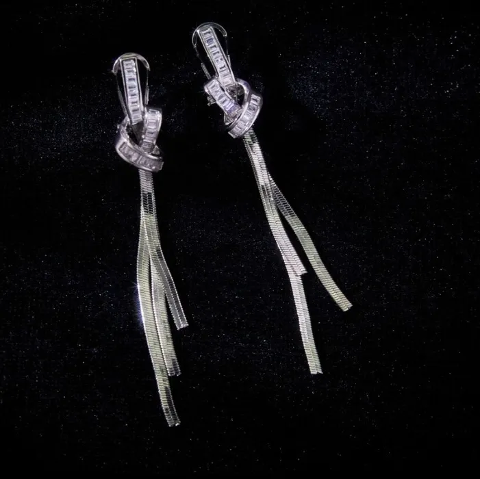 Authentic Celestial Knot: Zircon Tassel Earrings of Enduring Radiance