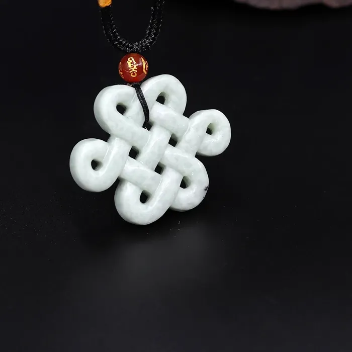 Authentic Dragon's Embrace: Jade Knot of Prosperity & Protection - Gold-Kissed Amulet