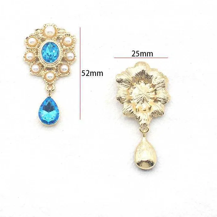 Authentic 2pcs/OFXSHIP Golden Pearl Oval Rhinestone Pendant Drop Earrings European Style DIY Hair Accessories Butterfly Knot Decoration